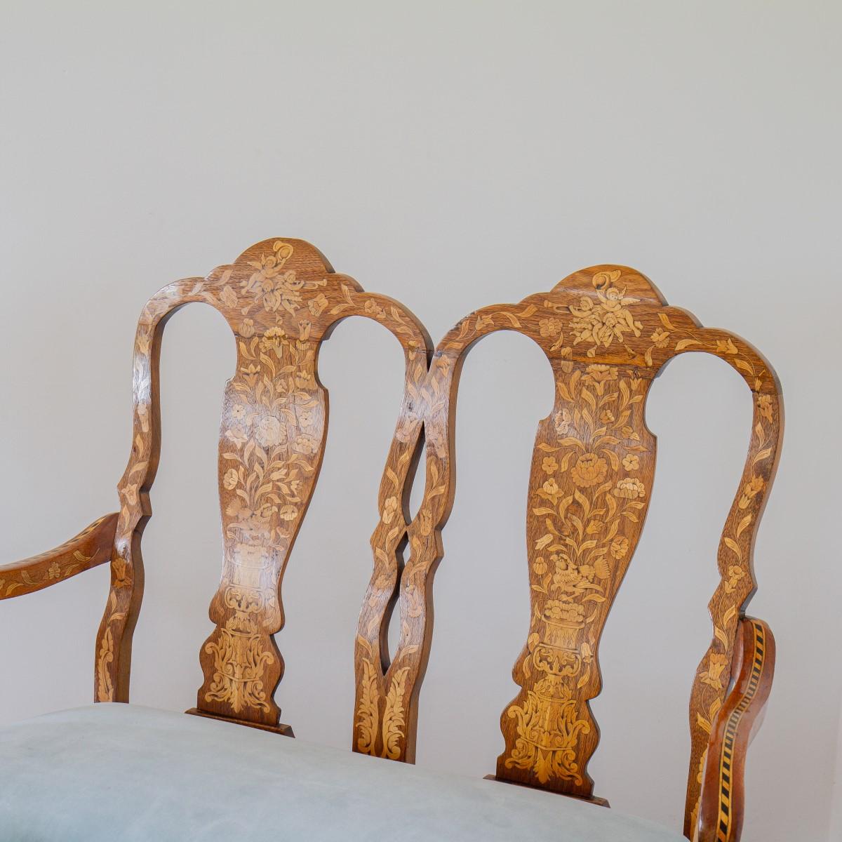 Pair of 19th Century Dutch Marquetry Sofas, circa 1830 6