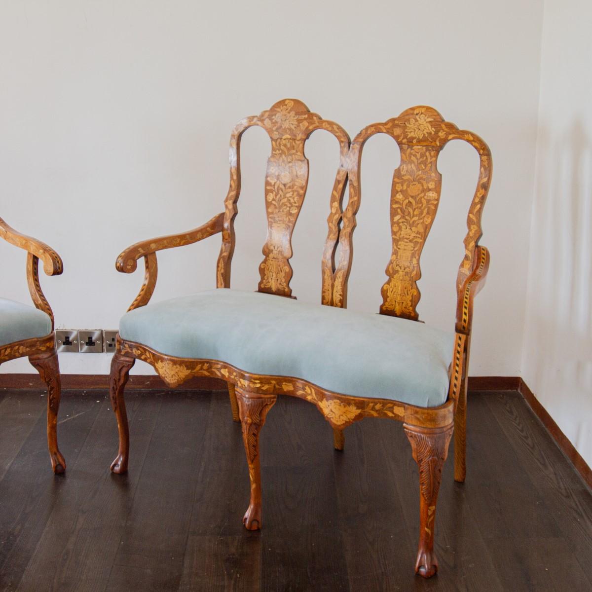 Pair of 19th Century Dutch Marquetry Sofas, circa 1830 7