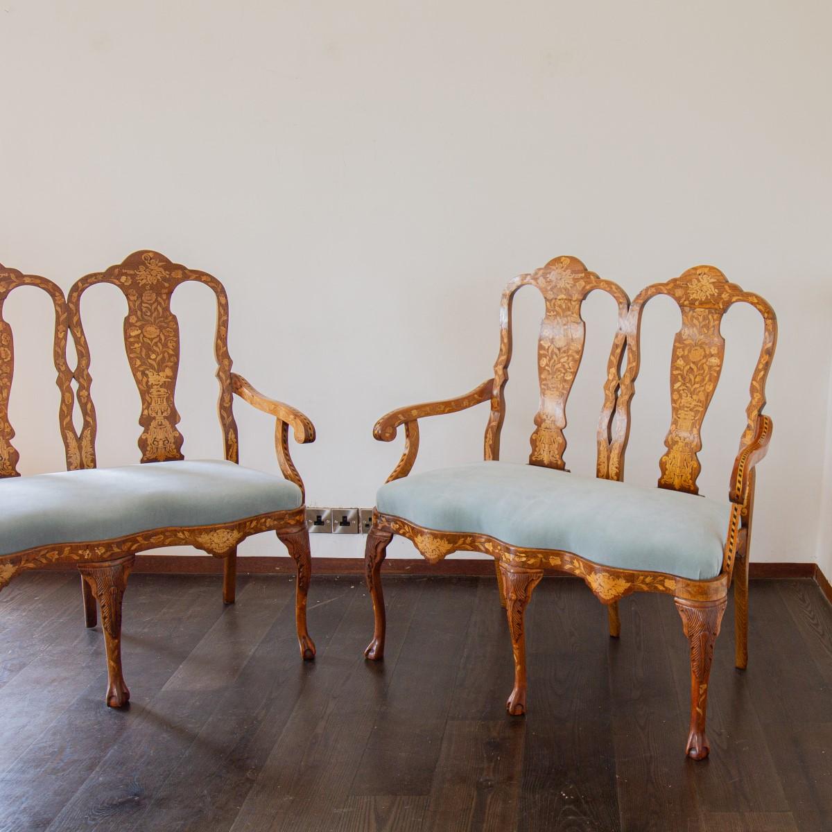 Pair of 19th Century Dutch Marquetry Sofas, circa 1830 8