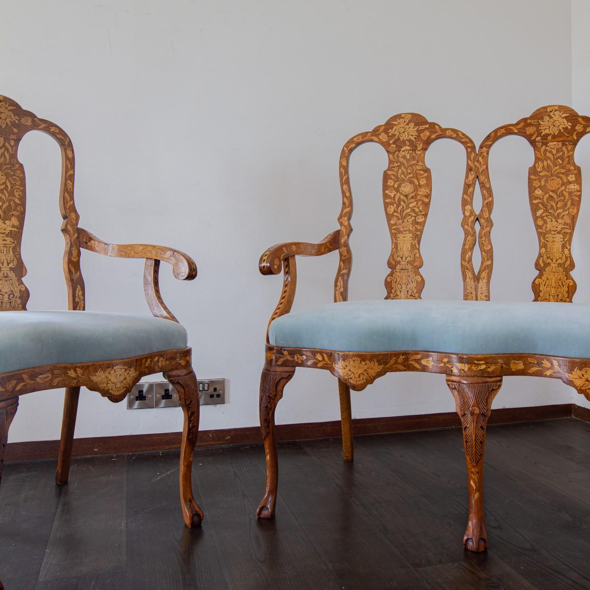 Pair of 19th Century Dutch Marquetry Sofas, circa 1830 1