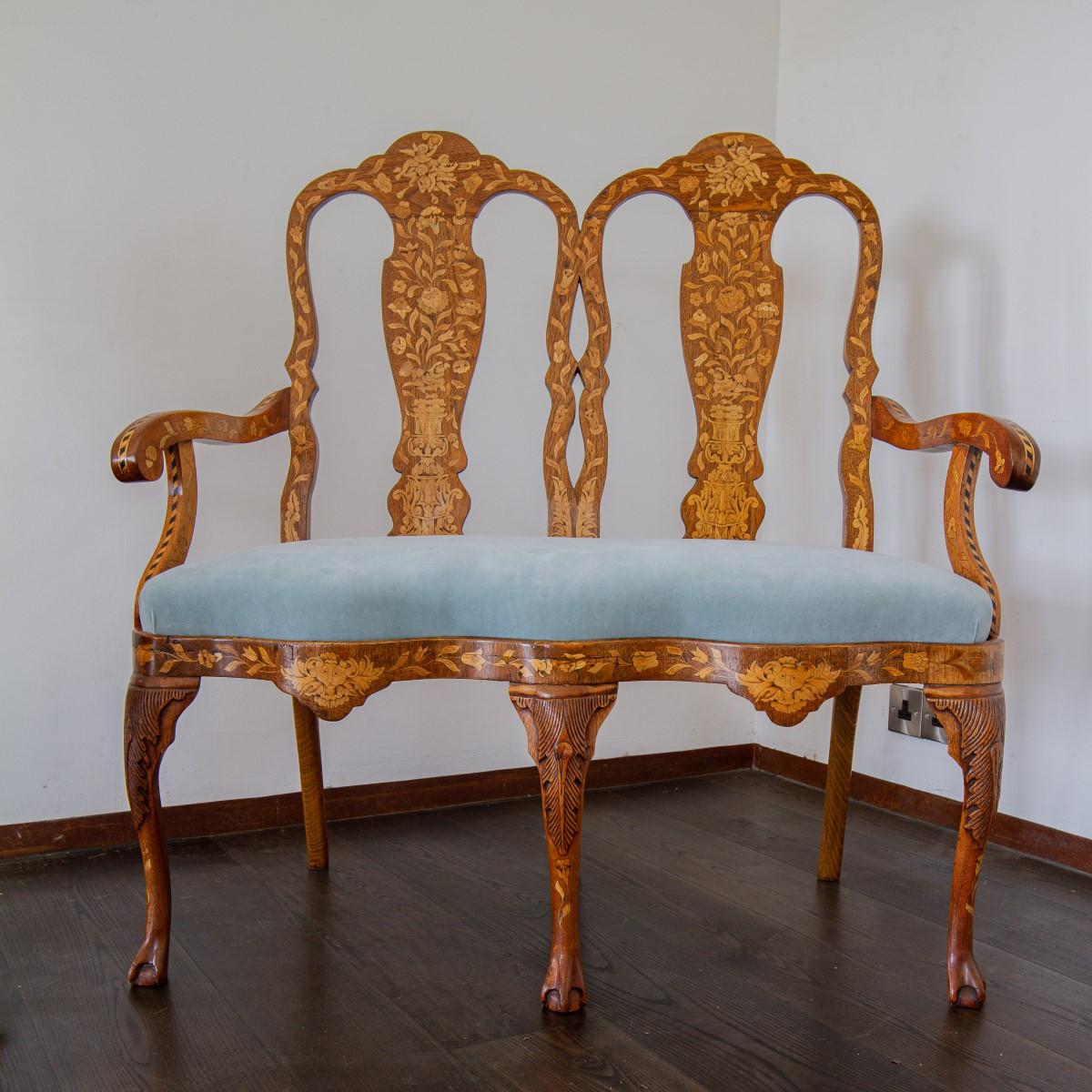 Pair of 19th Century Dutch Marquetry Sofas, circa 1830 4