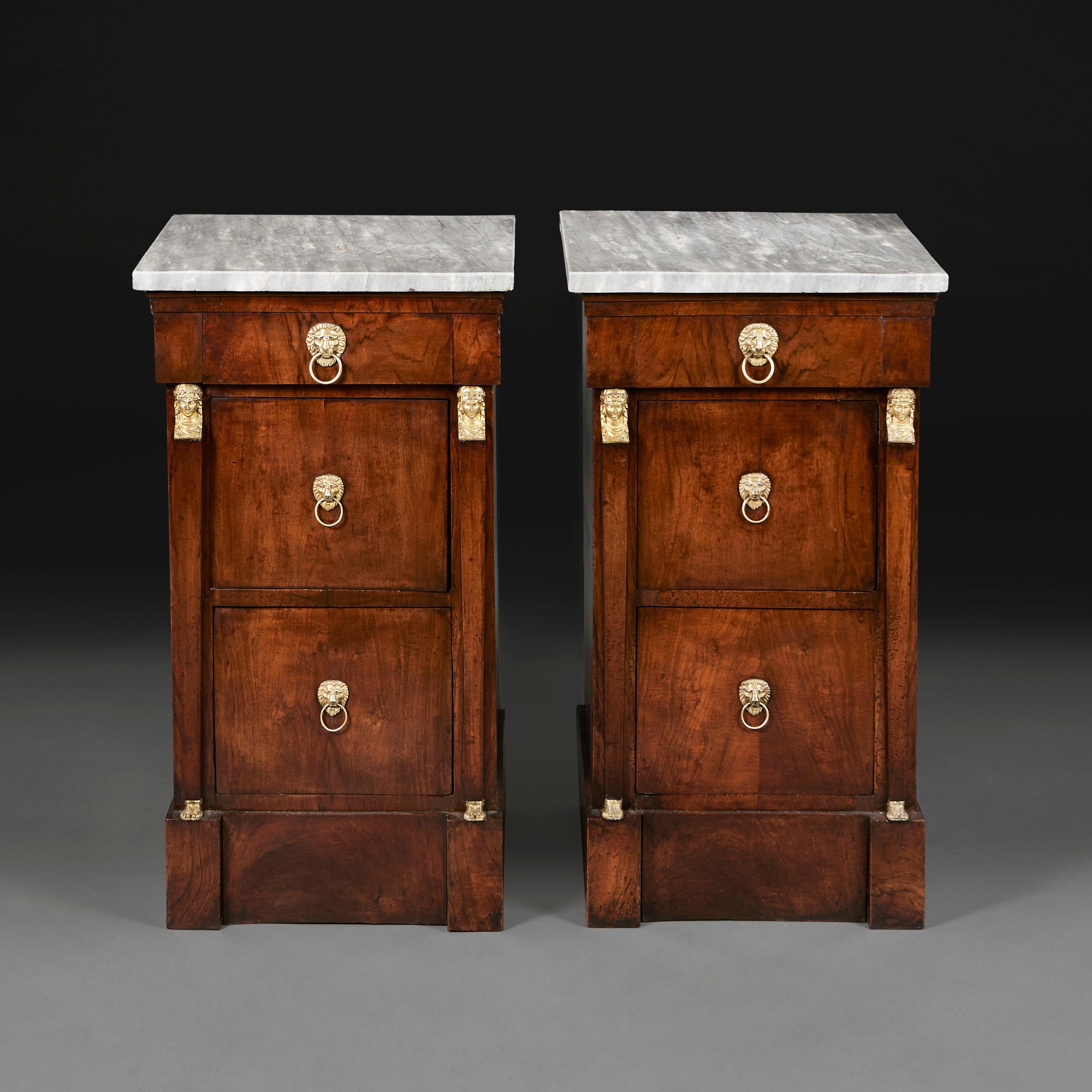 French A Pair of 19th Century Empire Bedside Cabinets