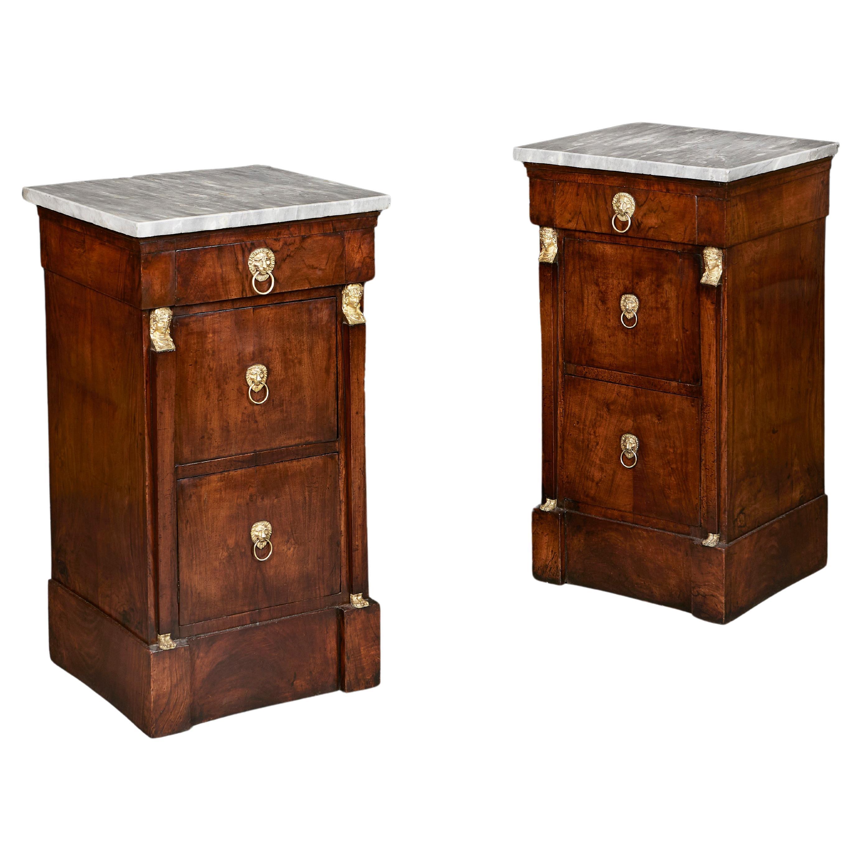 A Pair of 19th Century Empire Bedside Cabinets  For Sale