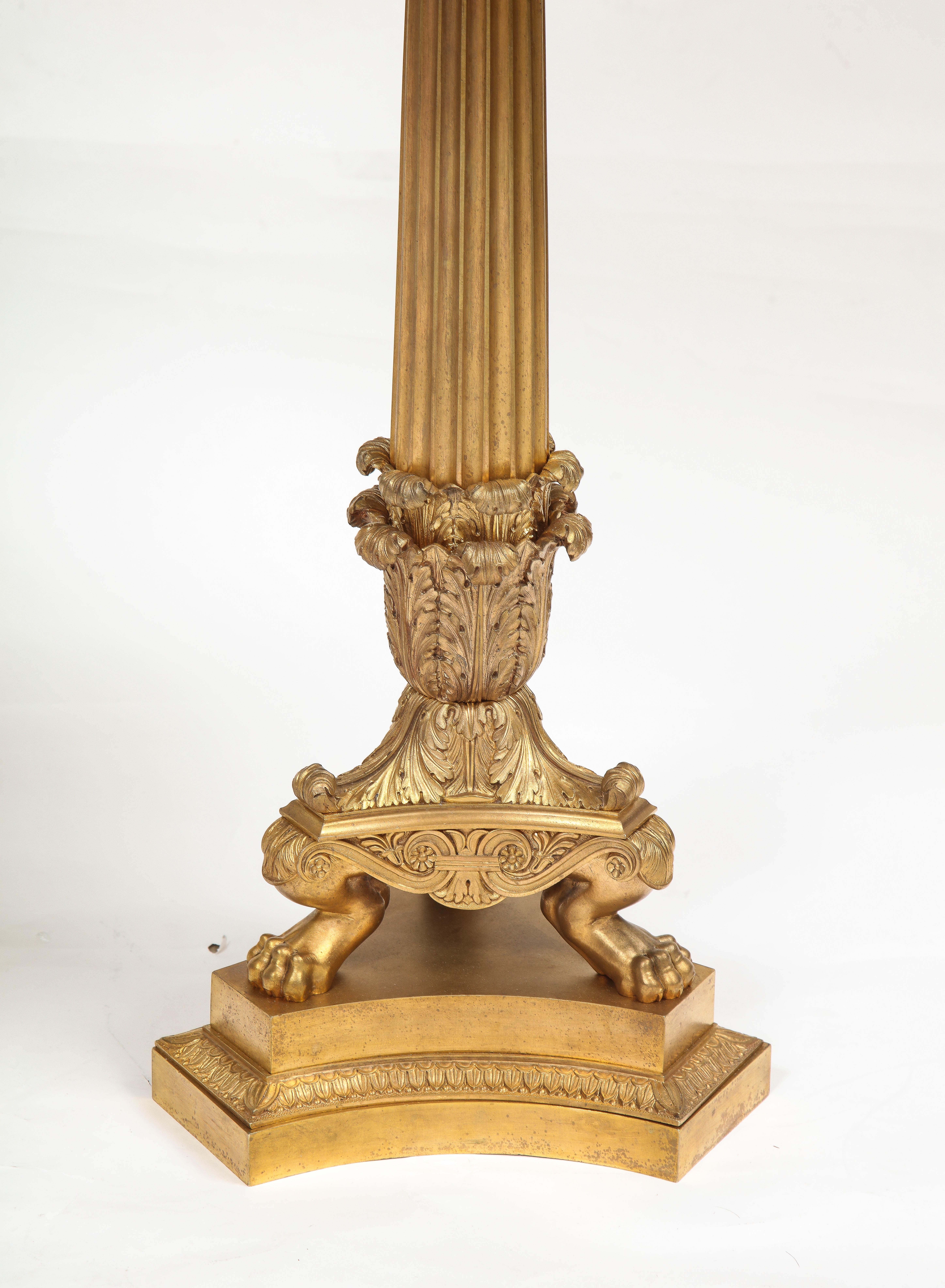 Pair of 19th Century Empire Style Dore Bronze and Sienna Marble Top Gueridons For Sale 6