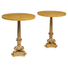 Pair of 19th Century Empire Style Dore Bronze and Sienna Marble Top Gueridons