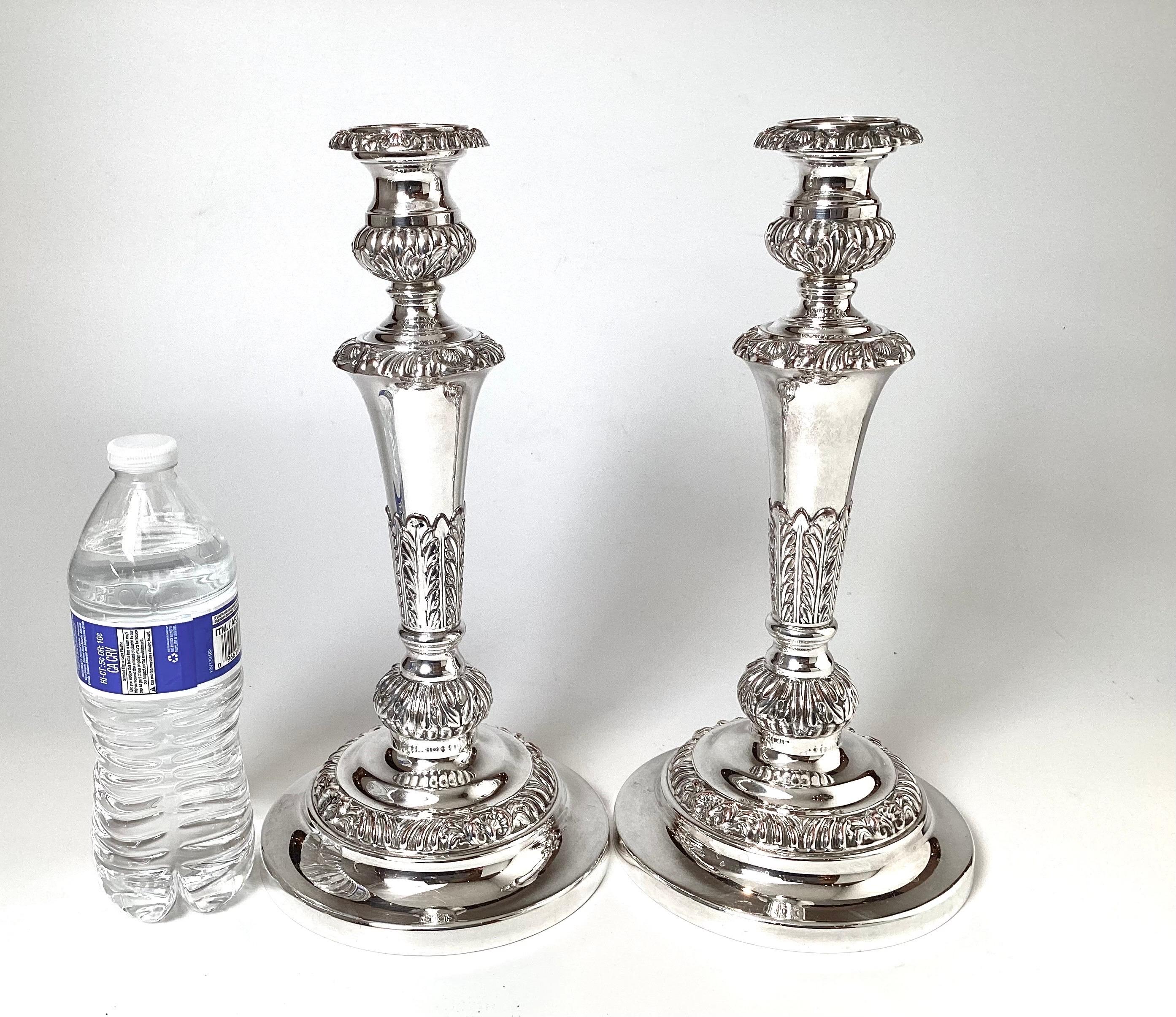 Pair of 19th Century English 19th Century Silver Plate Candlesticks For Sale 3