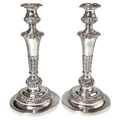Pair of 19th Century English 19th Century Silver Plate Candlesticks