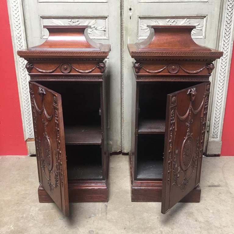 Pair of 19th Century English George III Style Mahogany Pedestal Cabinets For Sale 5