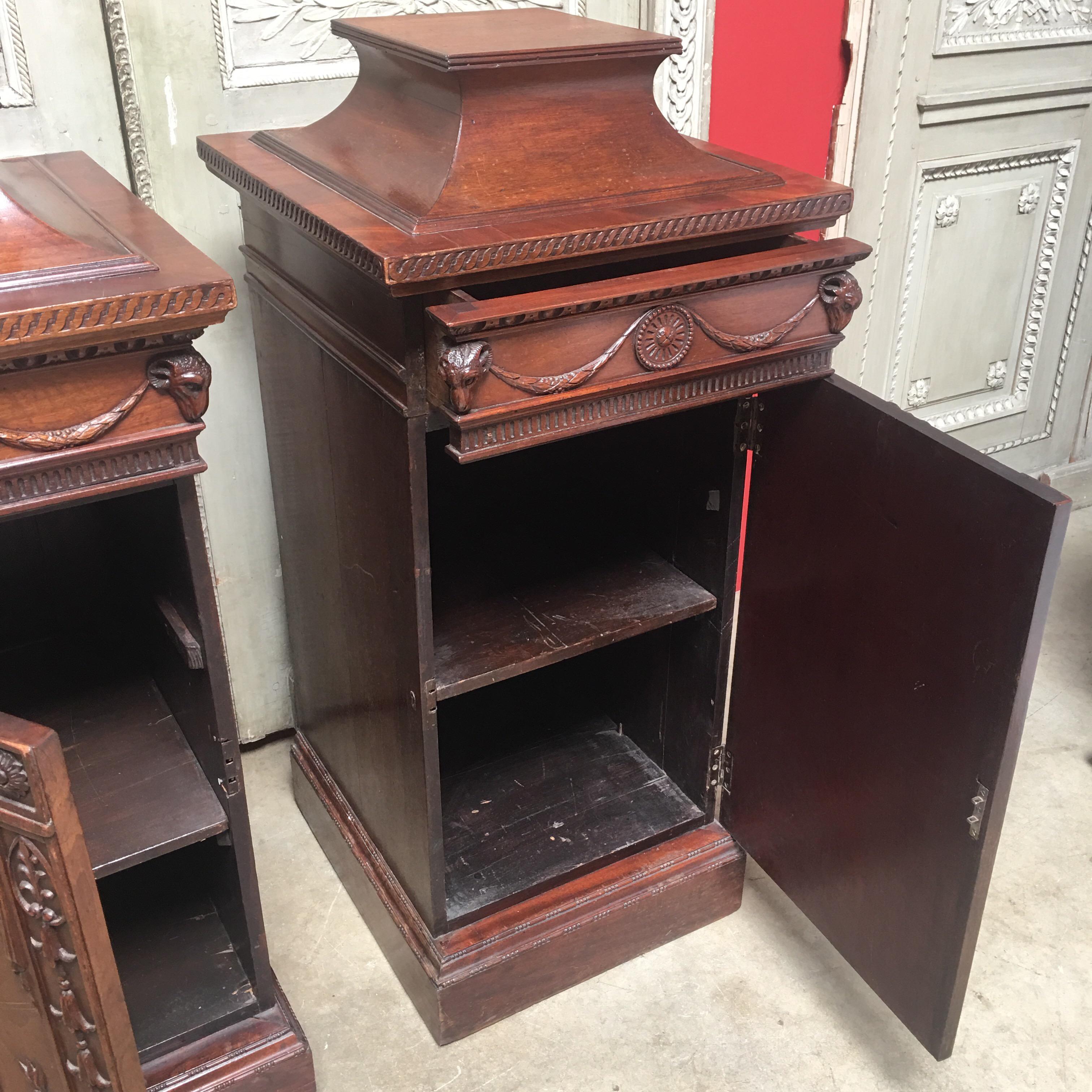 Pair of 19th Century English George III Style Mahogany Pedestal Cabinets For Sale 6