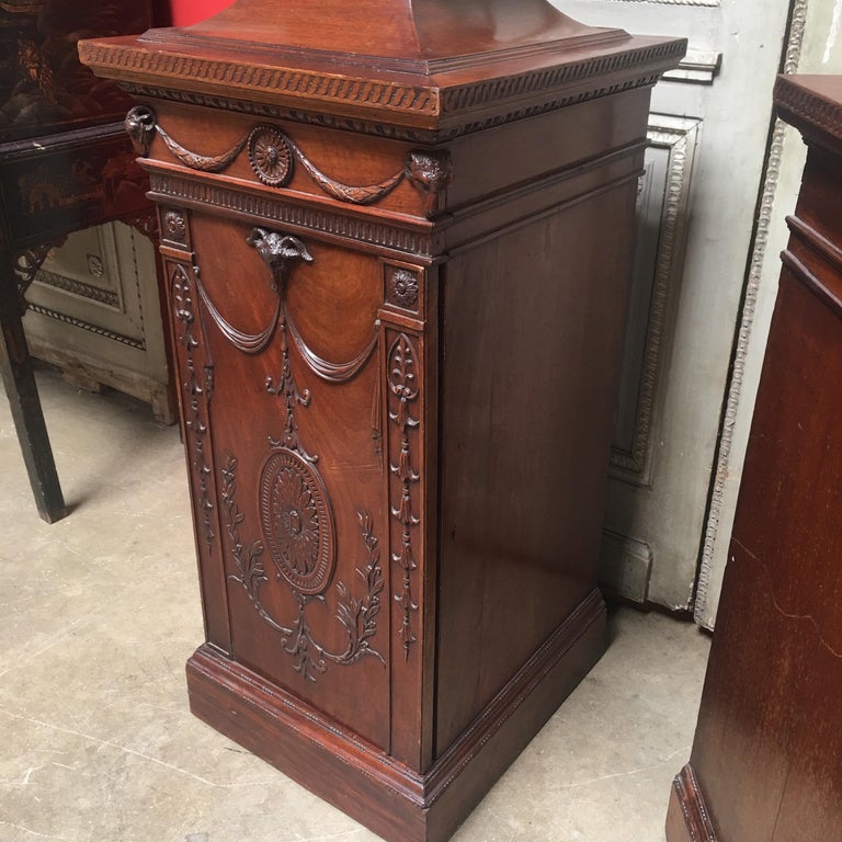 Pair of 19th Century English George III Style Mahogany Pedestal Cabinets For Sale 8