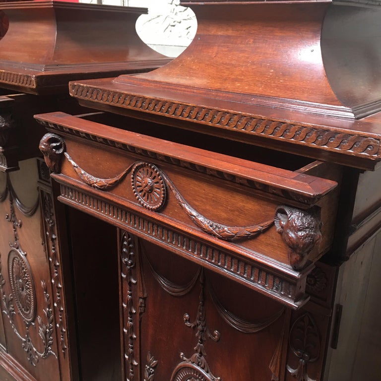 Pair of 19th Century English George III Style Mahogany Pedestal Cabinets In Good Condition For Sale In Dallas, TX