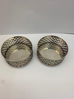 Pair of 19th Century English Pierced Silver Wine Coasters