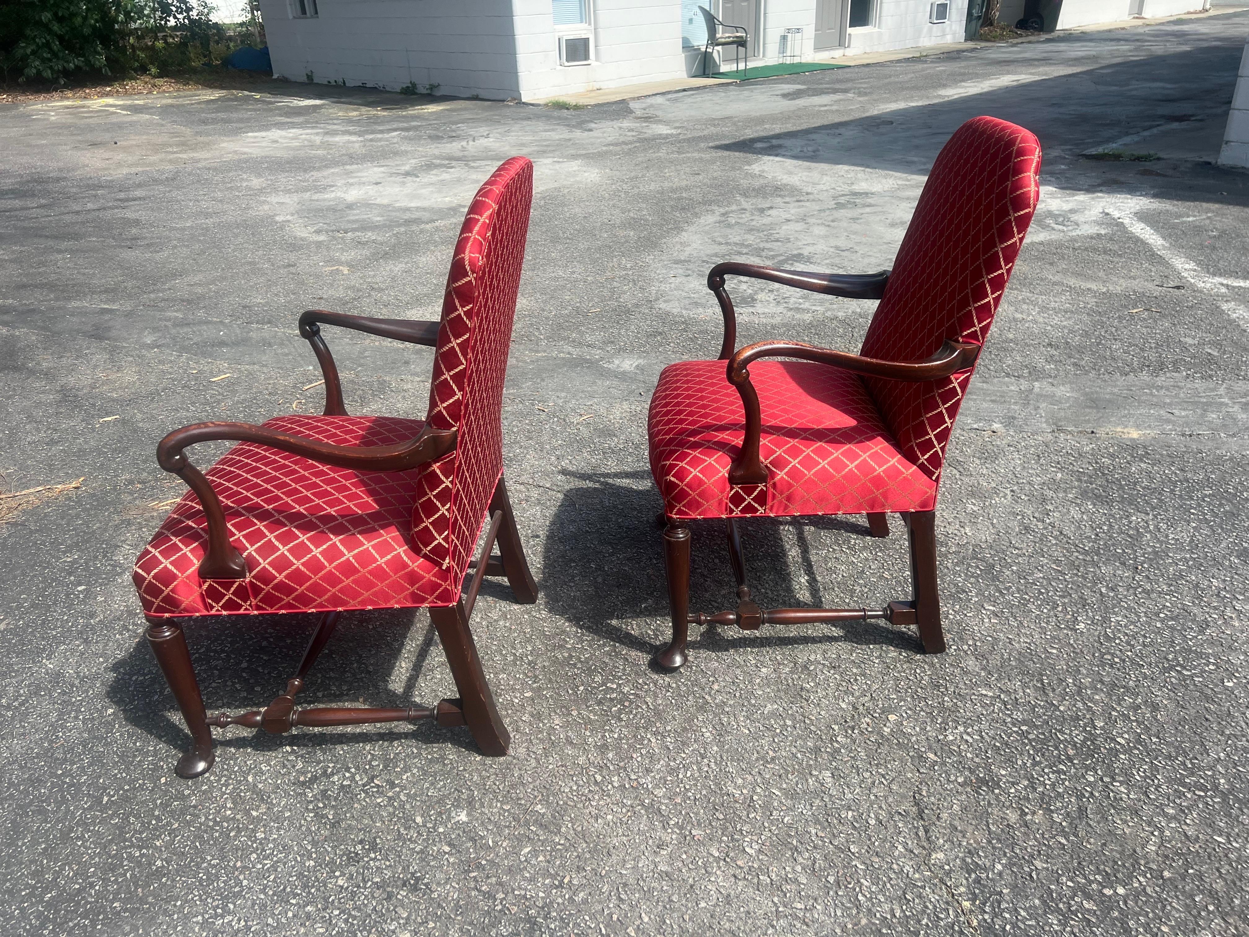 Upholstery Pair of 19th Century English Queen Ann Chairs