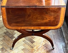 Fine Pair Regency Mahogany & Satinwood-Inlaid Sofa Tables