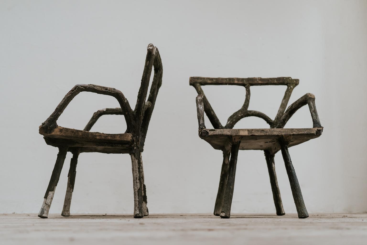 Pair of 19th Century Faux Bois Armchairs 5