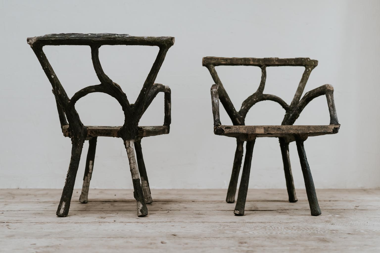 Pair of 19th Century Faux Bois Armchairs 11