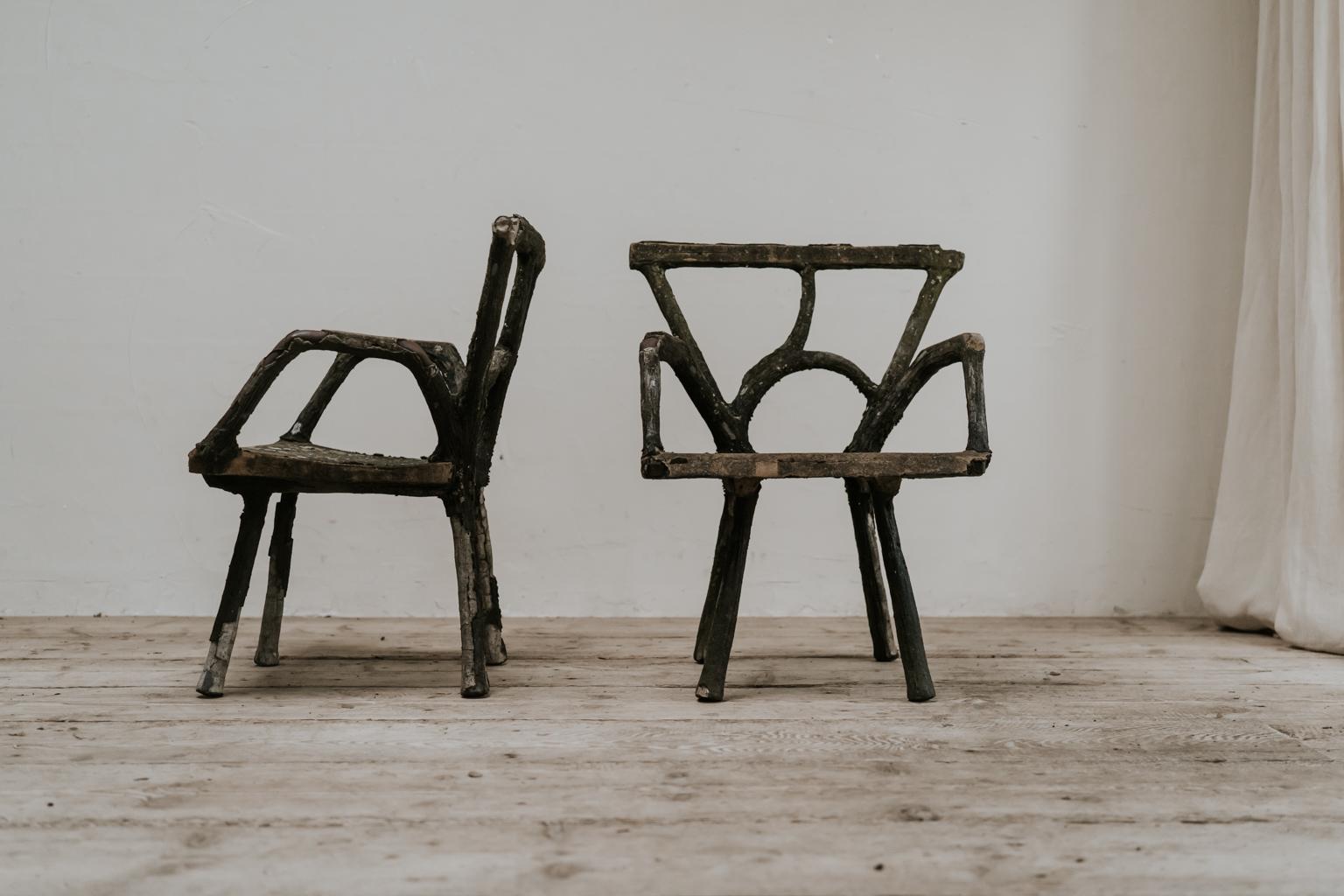 Pair of 19th Century Faux Bois Armchairs 3