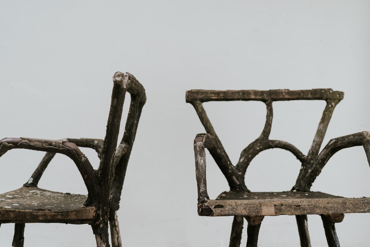 Pair of 19th Century Faux Bois Armchairs 4