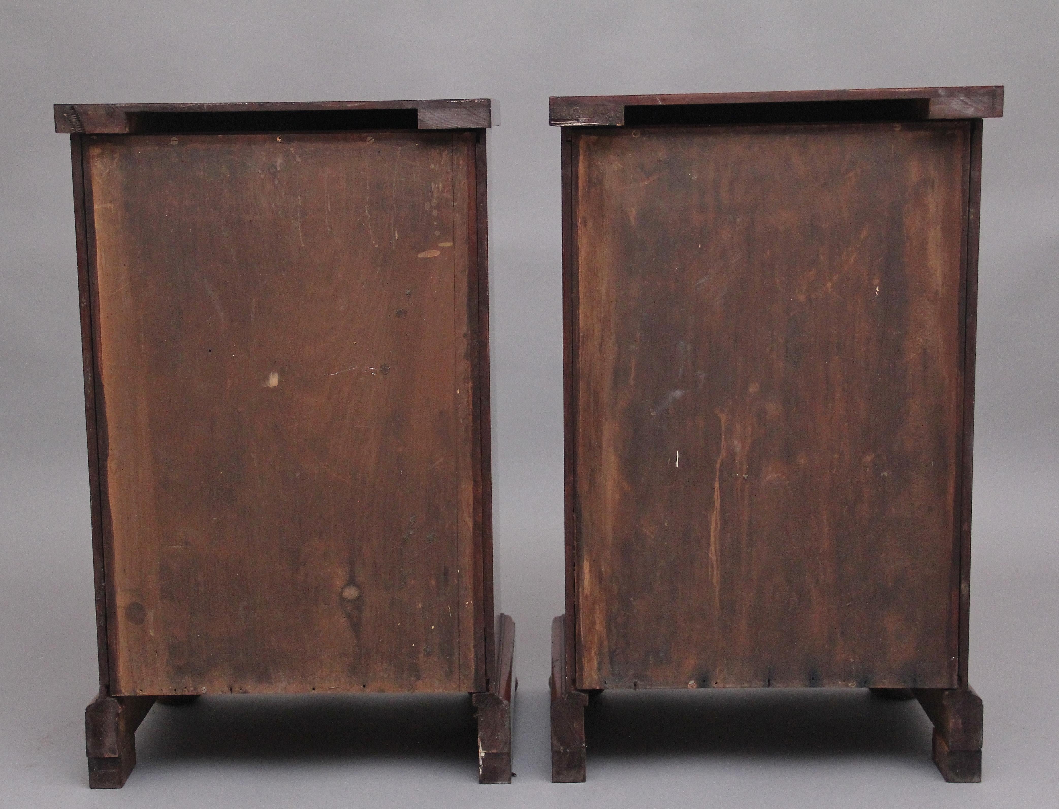 Pair of 19th Century Flame Mahogany Bedside Cabinets In Good Condition For Sale In Martlesham, GB