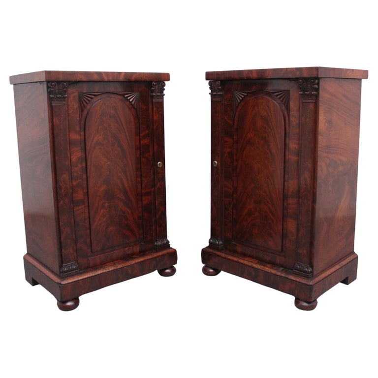Pair of 19th Century Flame Mahogany Bedside For Sale at 1stDibs