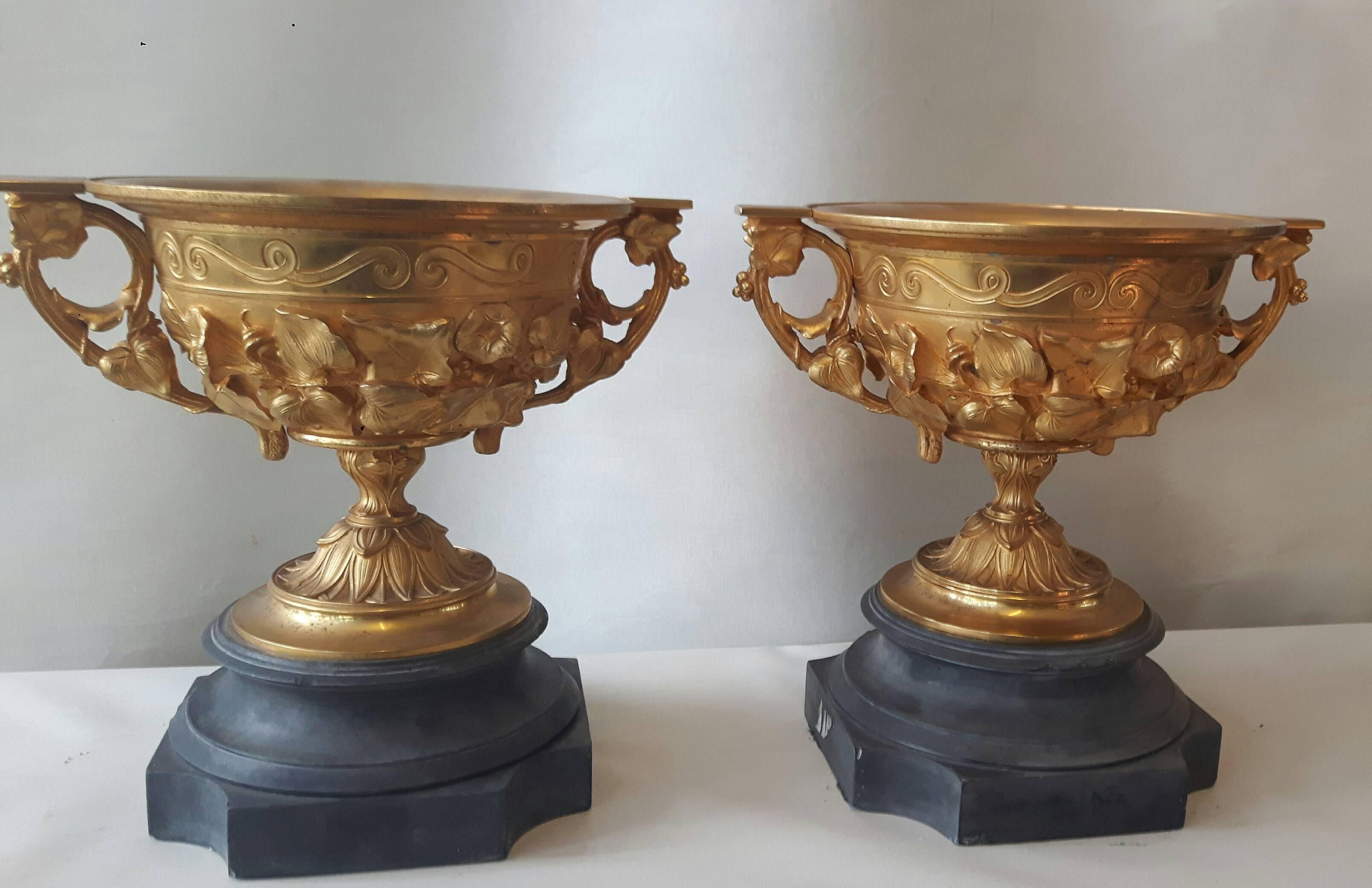 Bronze Pair of 19th Century French Campana Vases