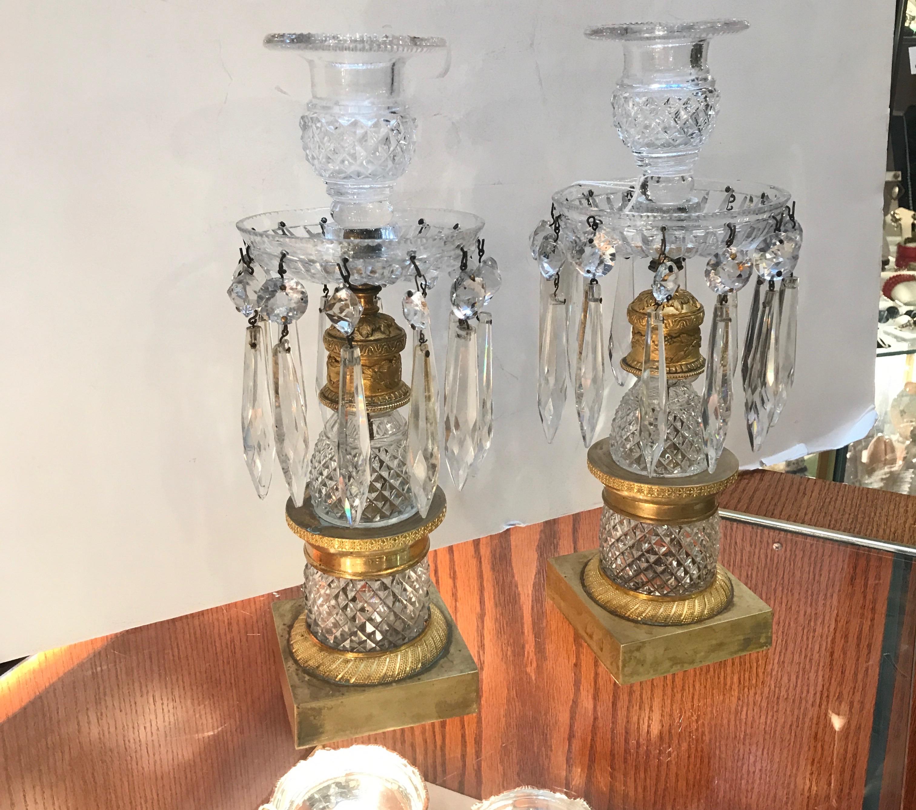 Pair of 19th Century French Cut Glass and Ormolu Candlesticks 2