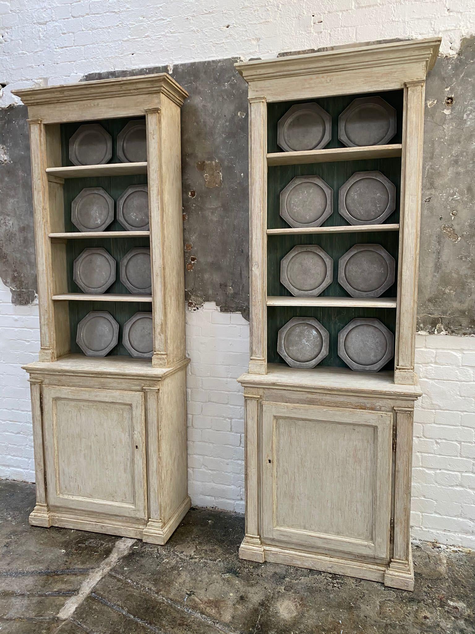 Pair of 19th Century French Directoire Bookcases in Original Paint 5