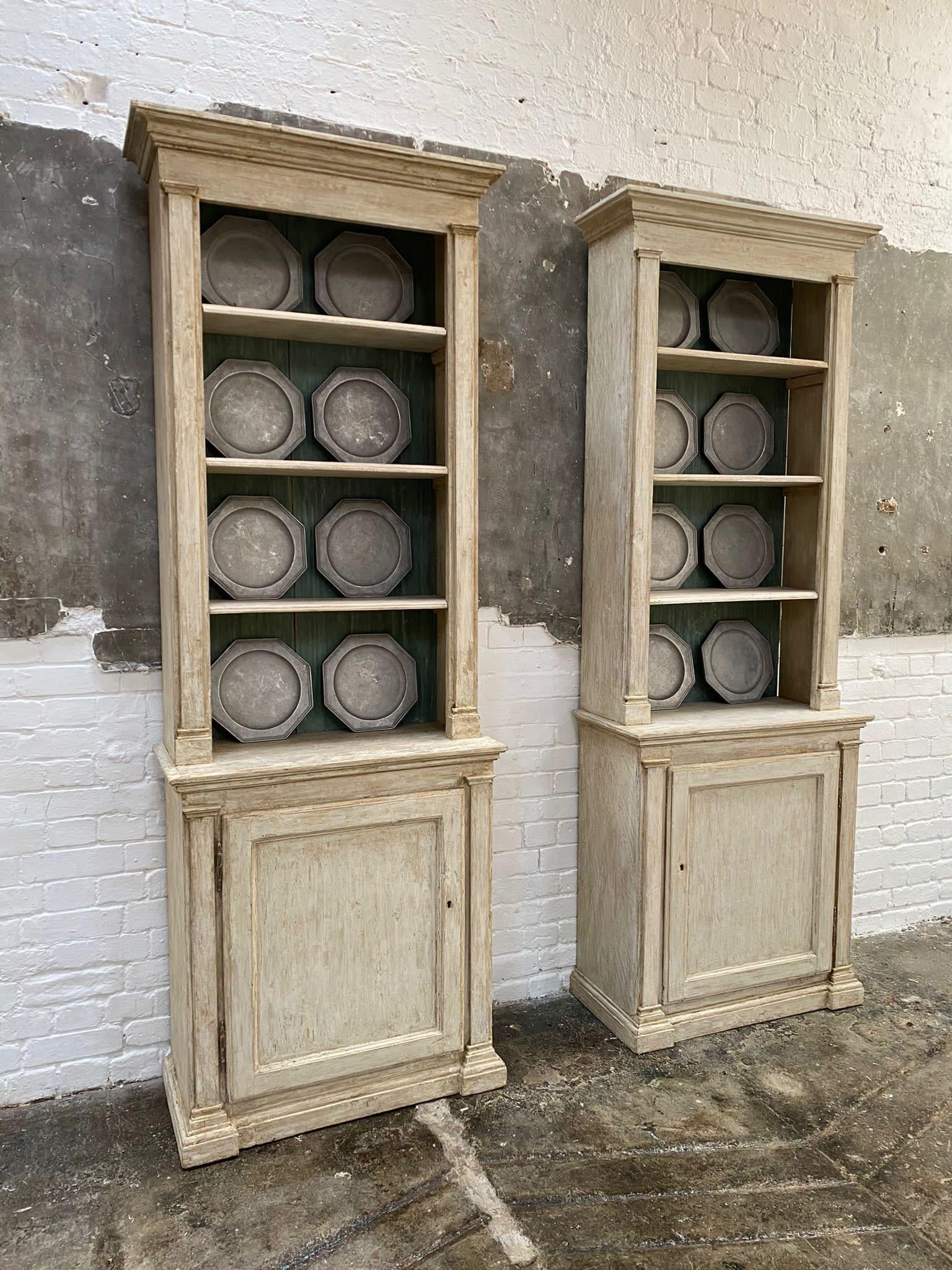 Pair of 19th Century French Directoire Bookcases in Original Paint 6