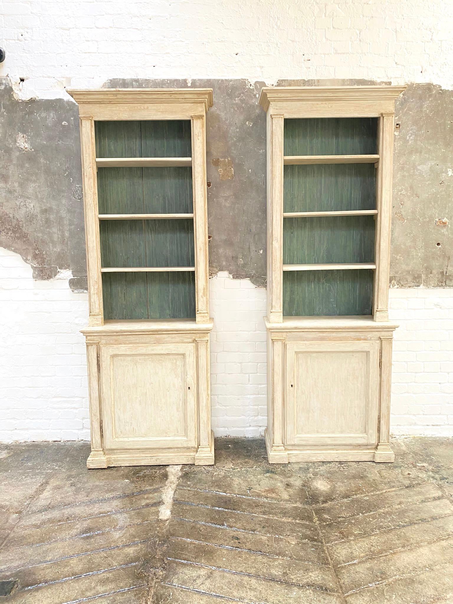Pair of 19th Century French Directoire Bookcases in Original Paint 10