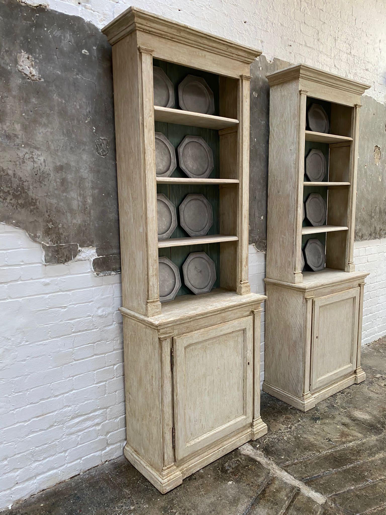 Pair of 19th Century French Directoire Bookcases in Original Paint 2