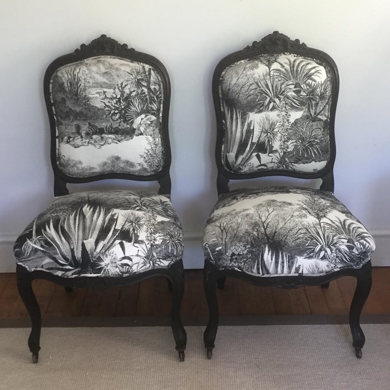 Pair of 19th Century French Ebonized Side Chairs In Good Condition For Sale In Somerton, GB