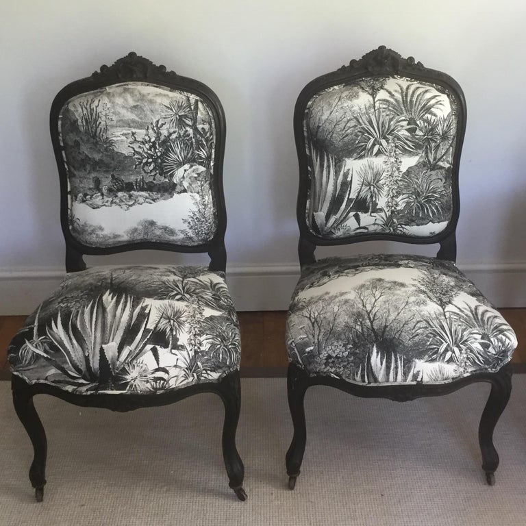 Pair of 19th Century French Ebonized Side Chairs For Sale 3
