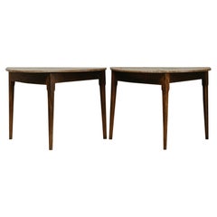 Antique a pair of 19th century French fruitwood demi lune tables