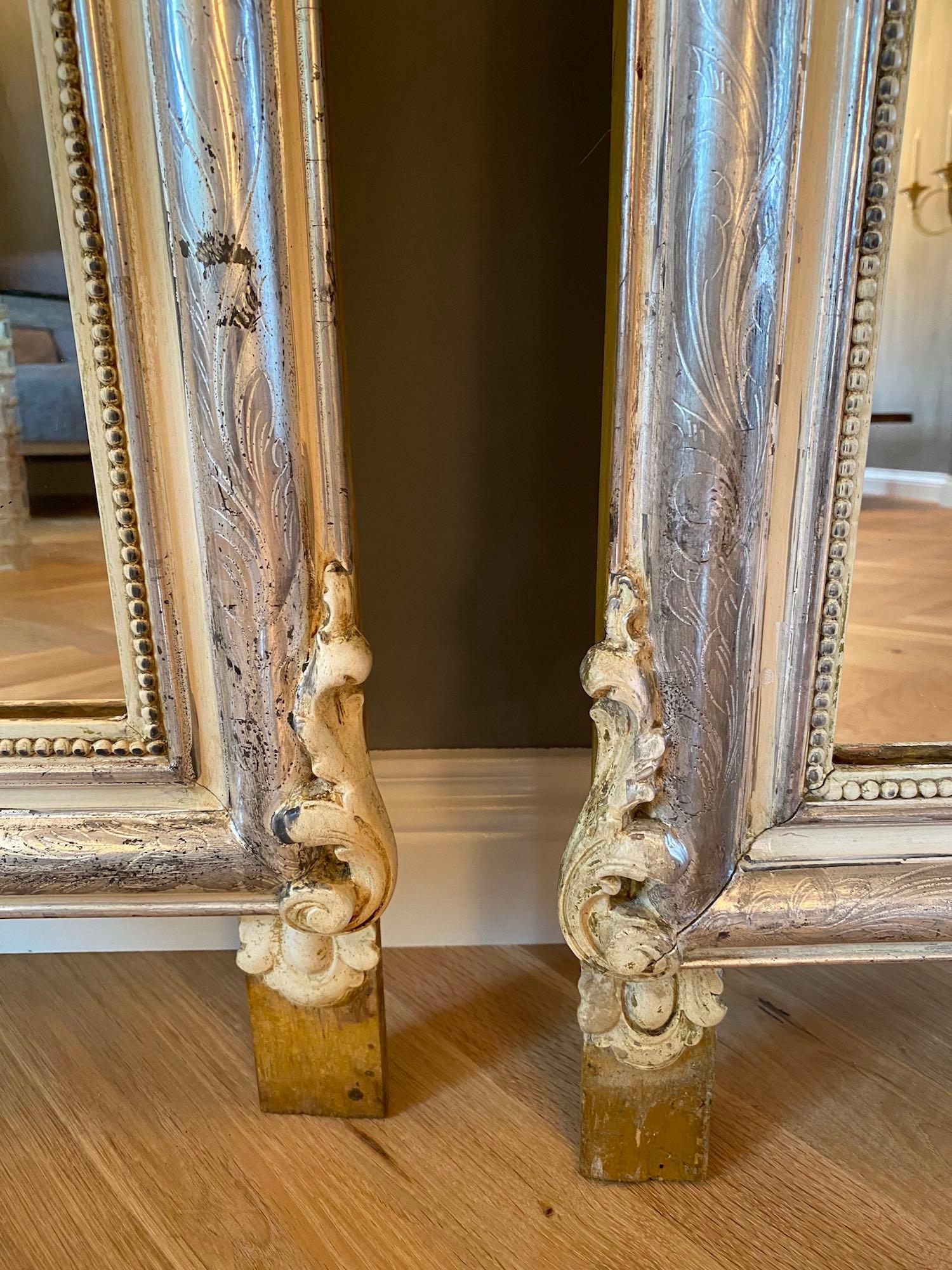 Gilt A pair of 19th century French gilt and carved mirrors For Sale