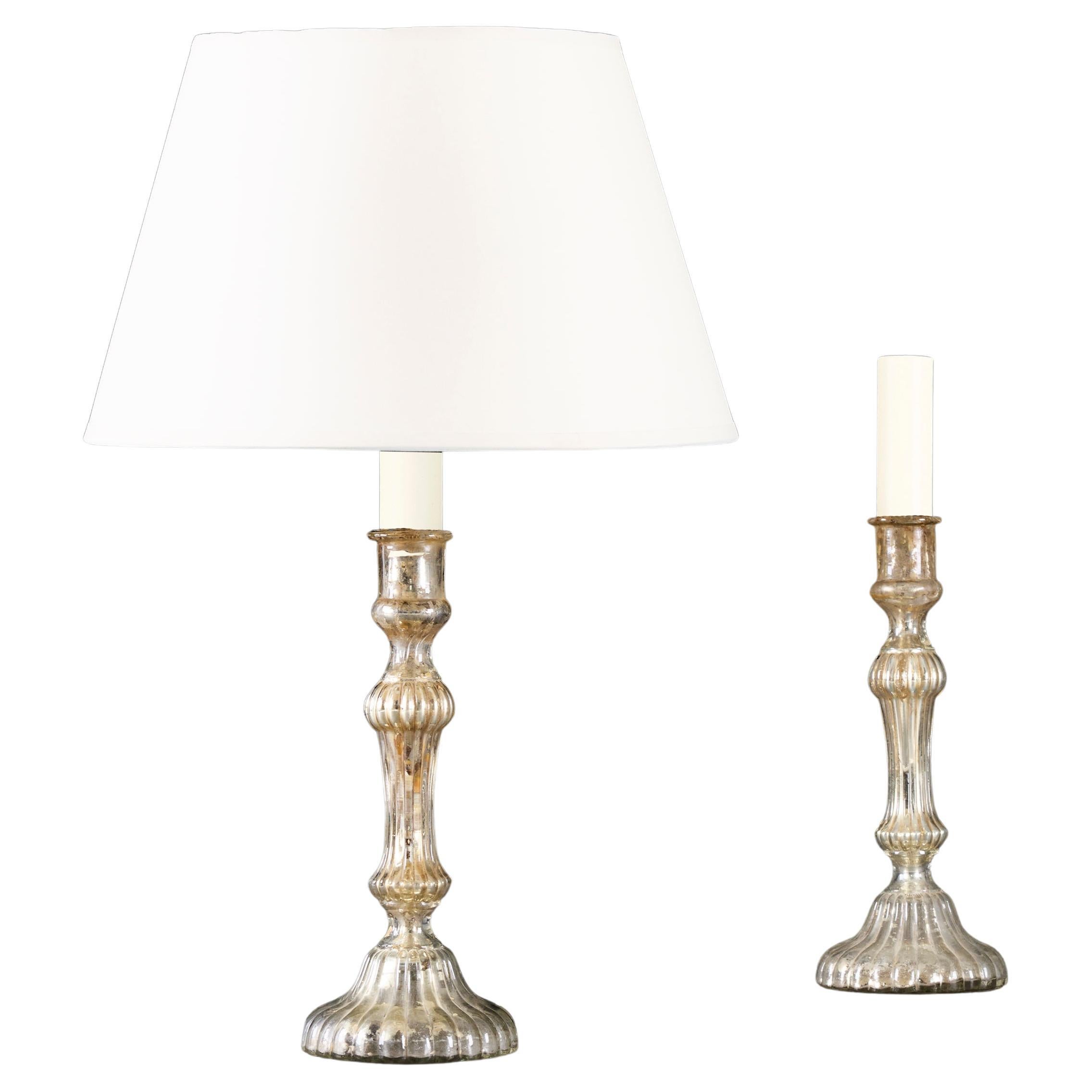 Coppia di lampade a candeliere in vetro di mercurio francese del XIX secolo in vendita