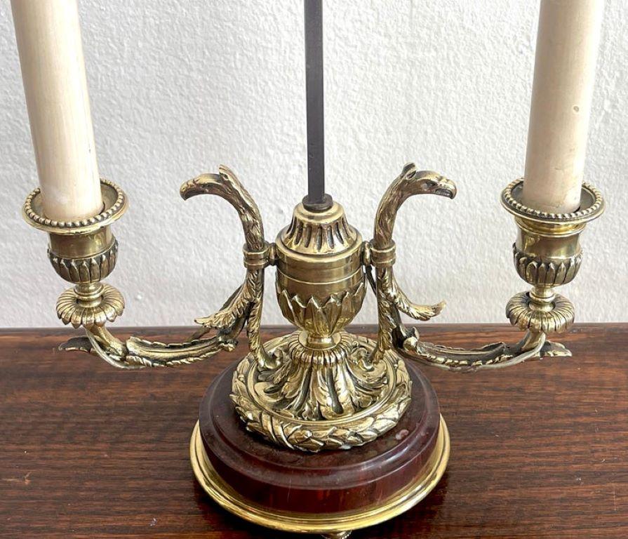 Marble A Pair of 19th Century French Neoclassical Bronze & Tole Bouillotte Lamps  For Sale