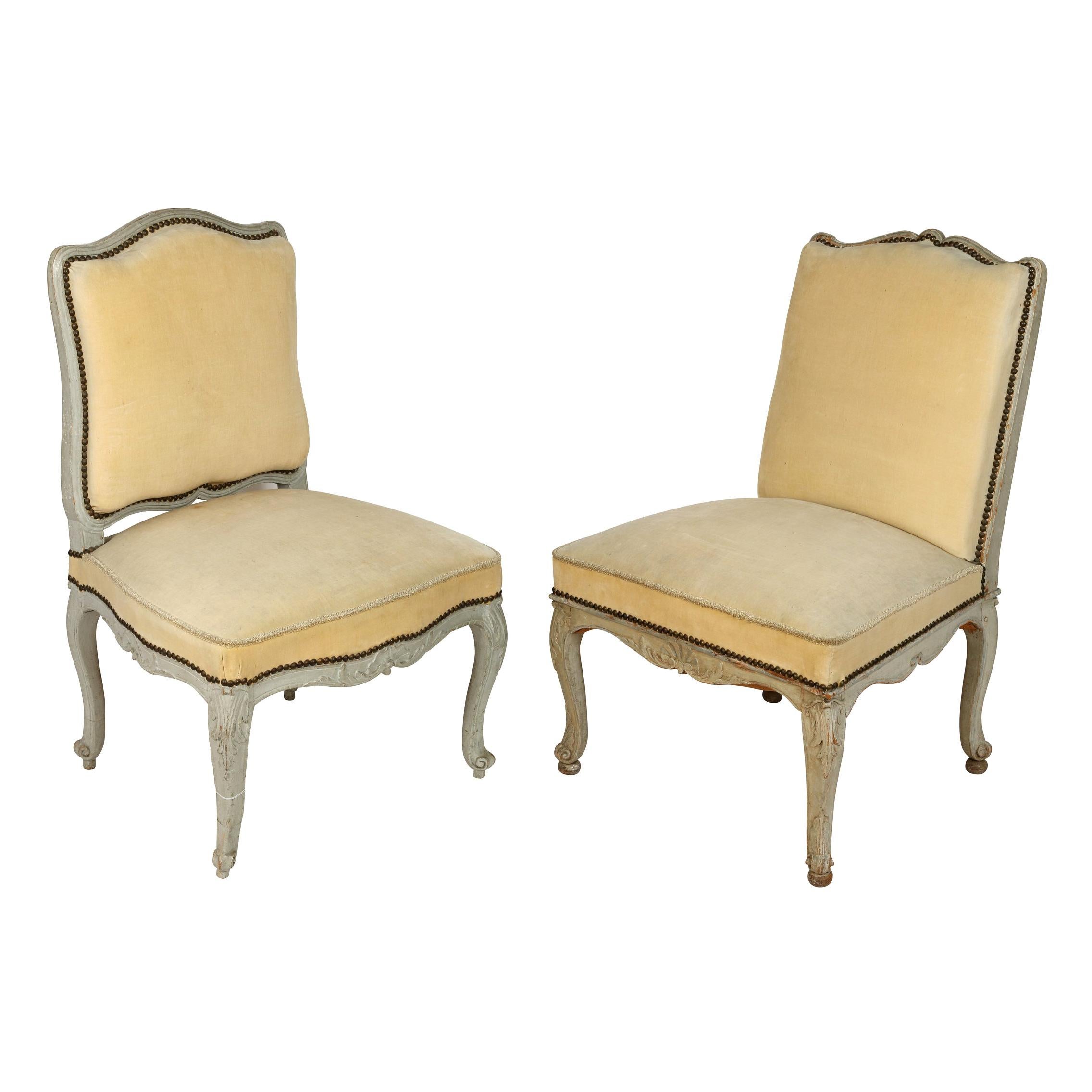 Pair of 19th Century French Painted Side Chairs