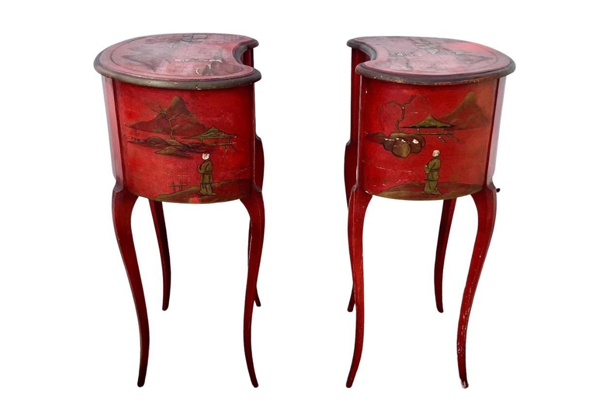 Pair of 19th Century French Red Japanned Side Tables In Good Condition In Bradenton, FL