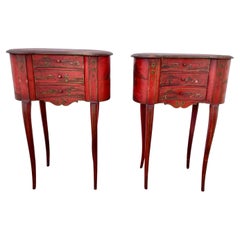 Pair of 19th Century French Red Japanned Side Tables