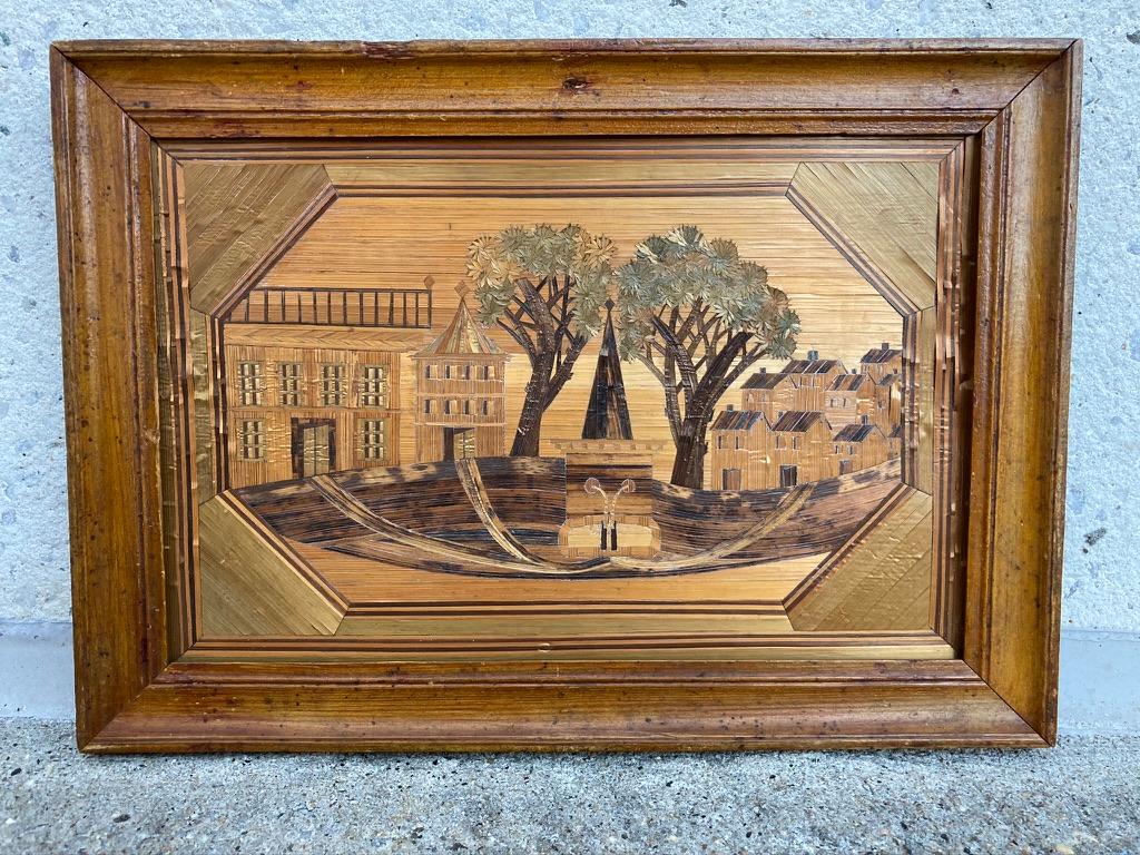 Pair of 18th Century French Straw Marquetry Landscapes 5