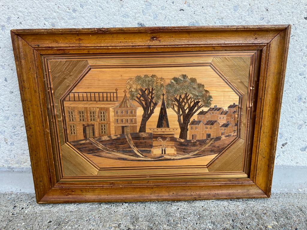 Pair of 18th Century French Straw Marquetry Landscapes 6