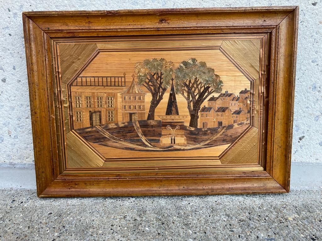 Pair of 18th Century French Straw Marquetry Landscapes 7