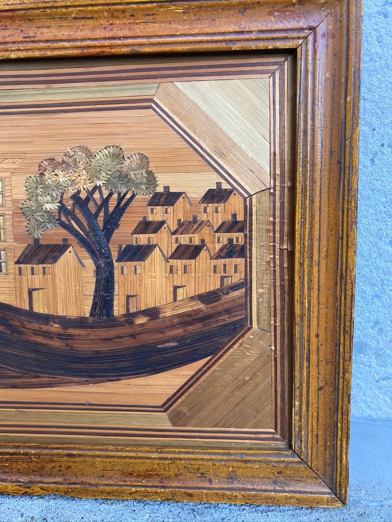Pair of 18th Century French Straw Marquetry Landscapes 2