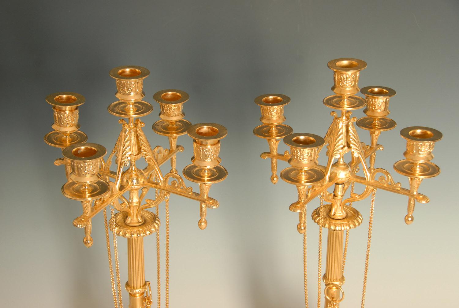 Gilt Pair of 19th Century Gilded Bronze Candelabra For Sale