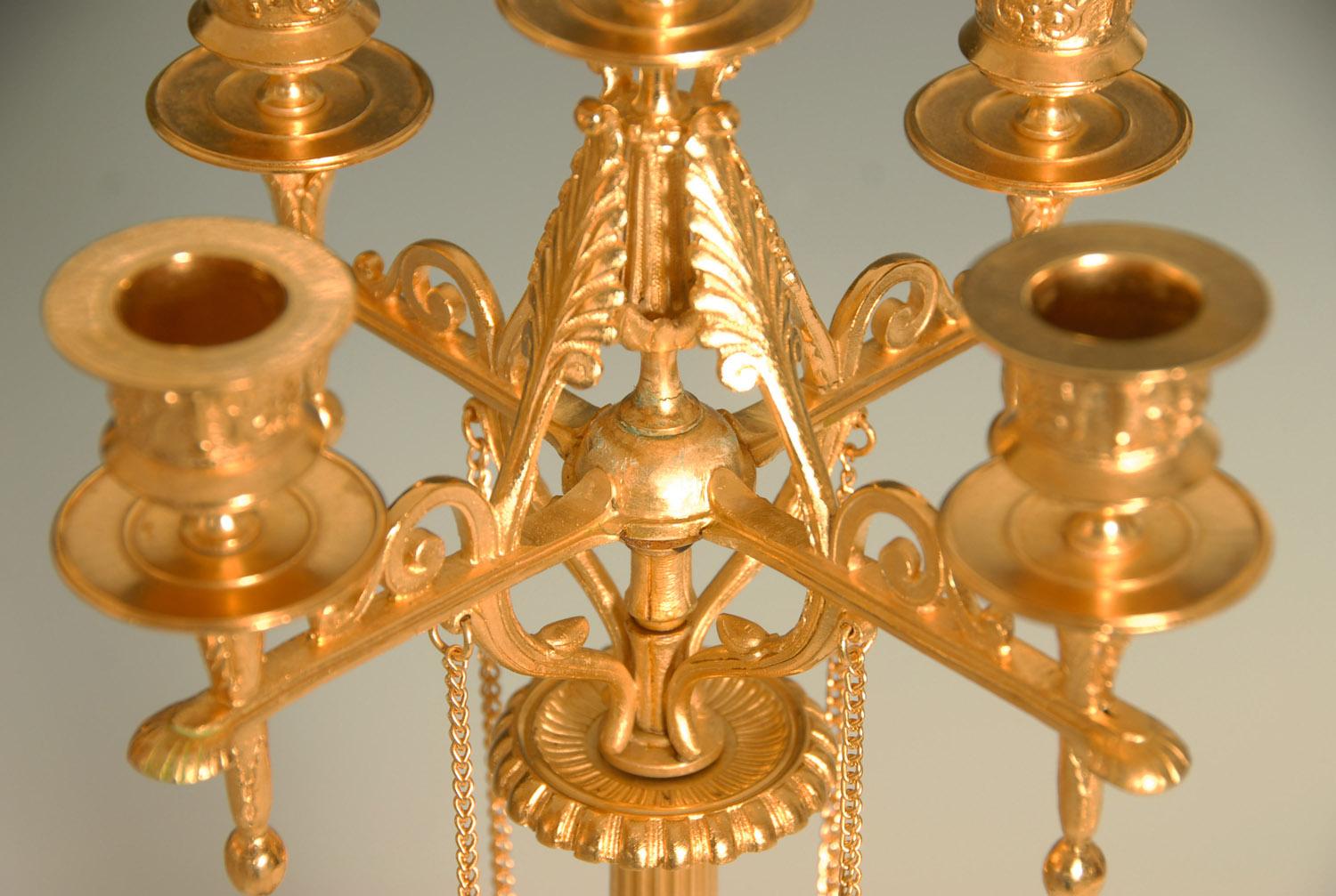 Pair of 19th Century Gilded Bronze Candelabra In Good Condition For Sale In Brighton, GB