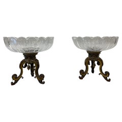 A Pair of 19th Century Gilt and Silvered Bronze and Crystal Goblets.