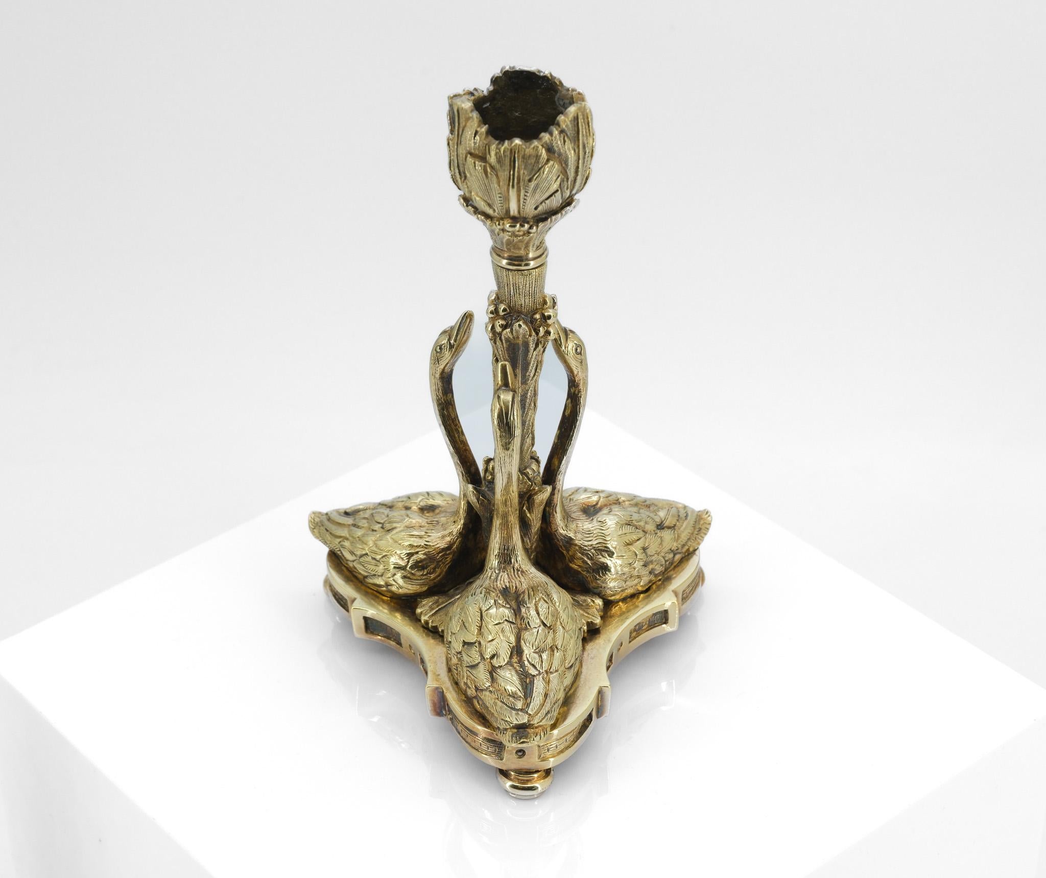 Victorian A Pair Of 19th Century Gilt Bronze Candlesticks Design After William Bateman