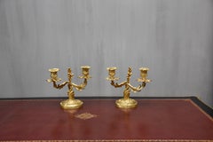 A pair of 19th century gilt bronze French candelabra