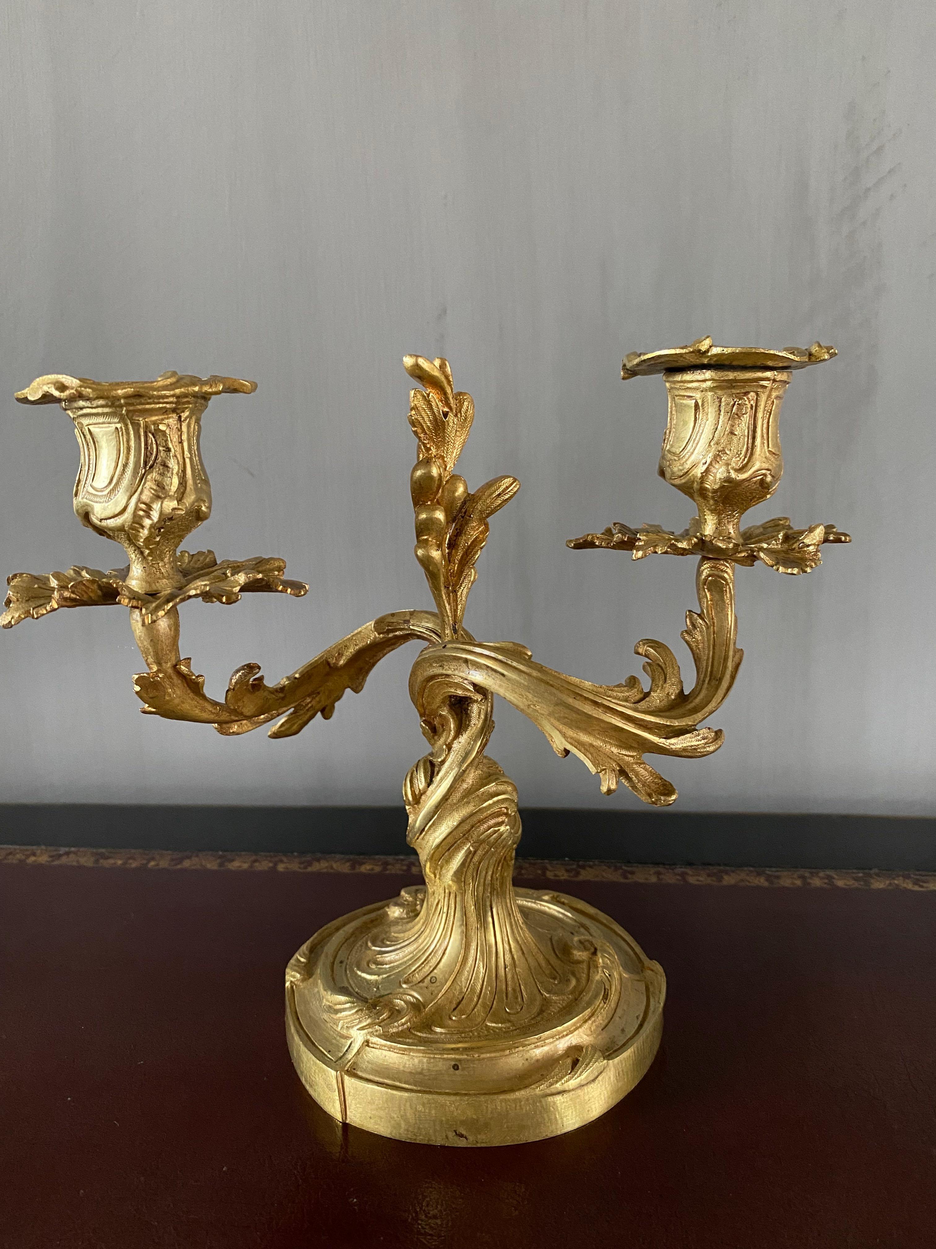 A pair of 19th century gilt bronze French candelabra For Sale 2