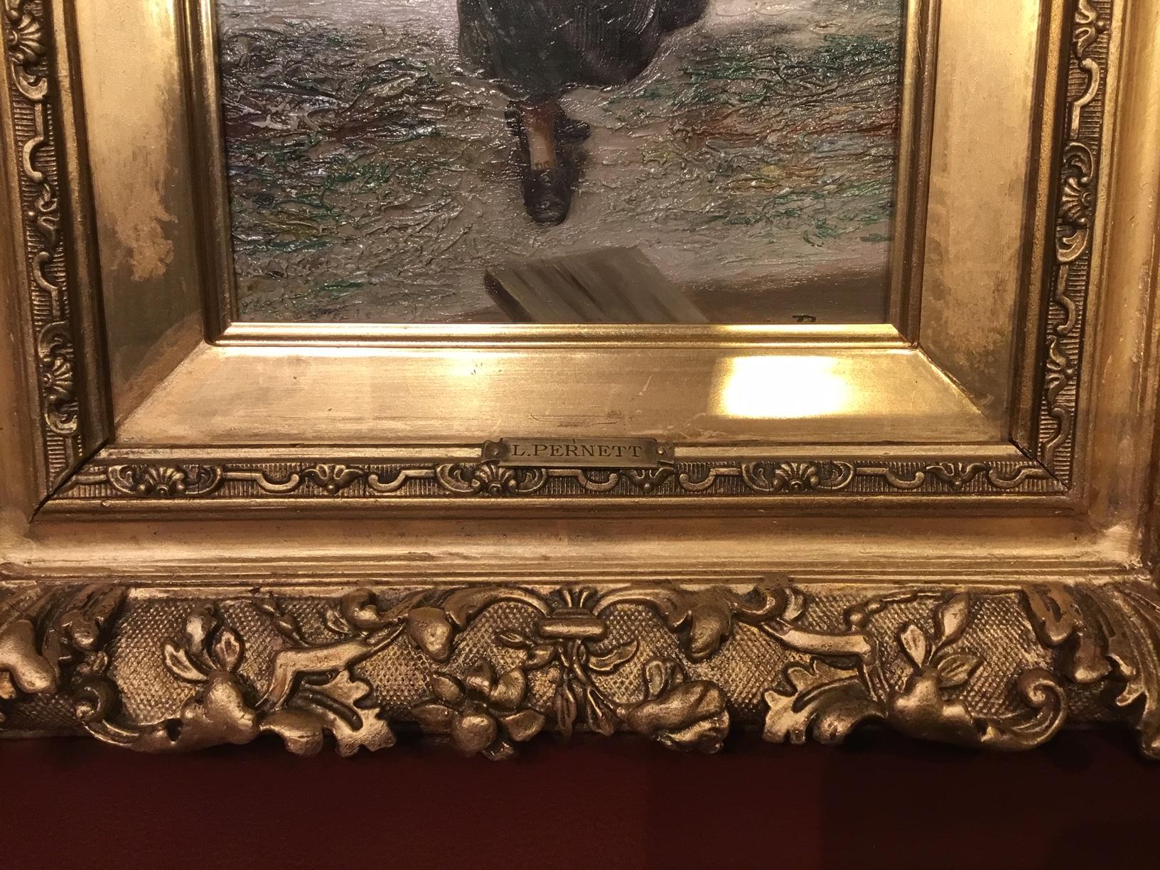 Pair of 19th Century Giltwood Oil Paintings by L. Pernett  In Good Condition In Darwen, GB